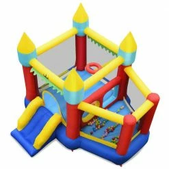 Inflatable Bounce House Slide Jumping Castle Ball Pit Tunnels Without Blower by Gymax -Pool Supplies Sales Store red blue yellow gymax pool floats gym06247 1f 1000