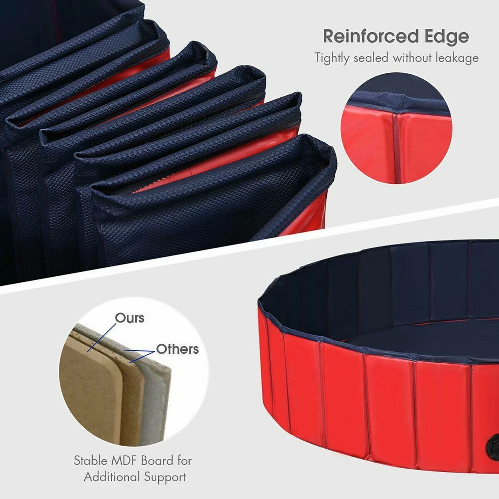 Red Foldable Leakproof Dog Pet Pool Bathing Tub Kiddie Pool for Dogs Cats and Kids by ANGELES HOME 4 Red Foldable Leakproof Dog Pet Pool Bathing Tub Kiddie Pool for Dogs Cats and Kids by ANGELES HOME - Image 2