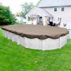 Superior 16 ft. x 32 ft. Oval Sand Solid Above Ground Winter Pool Cover by Robelle