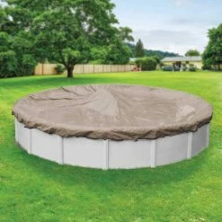 Superior 24 ft. Round Sand Solid Above Ground Winter Pool Cover by Robelle