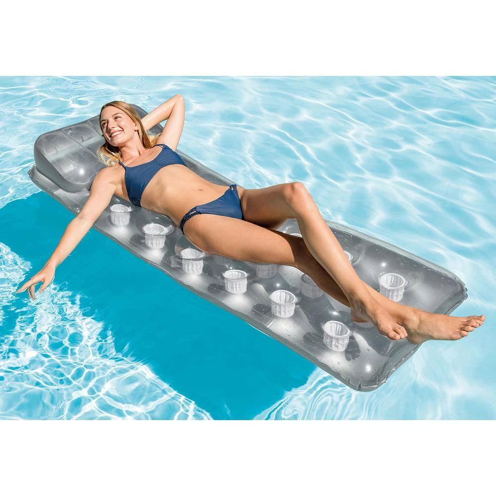 18-Pocket Mattress Suntanner Pool Lounger with Headrest (6-Pack) by Intex 4 18-Pocket Mattress Suntanner Pool Lounger with Headrest (6-Pack) by Intex - Image 2
