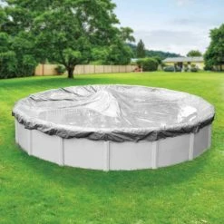 Advanced Waterproof Extra-Strength 18 ft. Round Silver Winter Pool Cover by Pool Mate
