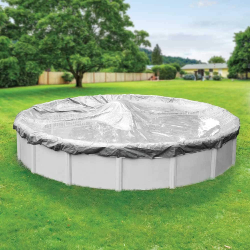 Platinum 28 ft. Round Silver Solid Above Ground Winter Pool Cover by Robelle 3 Platinum 28 ft. Round Silver Solid Above Ground Winter Pool Cover by Robelle