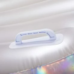 75 in. x 57 in. Large Holographic Seashell Inflatable Swimming Pool Float by Summer Waves -Pool Supplies Sales Store silver summer waves pool floats k71261000 1f 1000