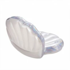75 in. x 57 in. Large Holographic Seashell Inflatable Swimming Pool Float by Summer Waves -Pool Supplies Sales Store silver summer waves pool floats k71261000 4f 1000