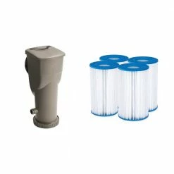 SkimmerPlus Pool Pump with Replacement Spa Filter Cartridge (4-Pack) by Summer Waves