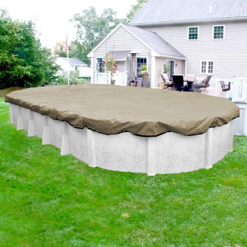 Premium 18 ft. x 33 ft. Oval Tan Solid Above Ground Winter Pool Cover by Robelle 3 Premium 18 ft. x 33 ft. Oval Tan Solid Above Ground Winter Pool Cover by Robelle