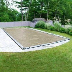 Premium 18 ft. x 36 ft. Rectangular Tan Solid In-Ground Winter Pool Cover by Robelle