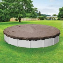 Premium Mesh XL 24 ft. Round Taupe and Black Mesh Above Ground Winter Pool Cover by Robelle
