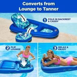 Campania Ultimate Teal Hibiscus 2-in-1 Pool Float Lounge and Caddy by Aqua LEISURE -Pool Supplies Sales Store teal hibiscus aqua leisure pool floats azl14856 44 1000