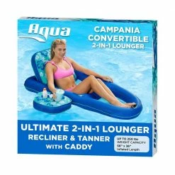 Campania Ultimate Teal Hibiscus 2-in-1 Pool Float Lounge and Caddy by Aqua LEISURE -Pool Supplies Sales Store teal hibiscus aqua leisure pool floats azl14856 4f 1000