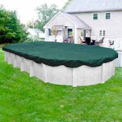 Supreme Plus 18 ft. x 33 ft. Oval Teal Solid Above Ground Winter Pool Cover by Robelle