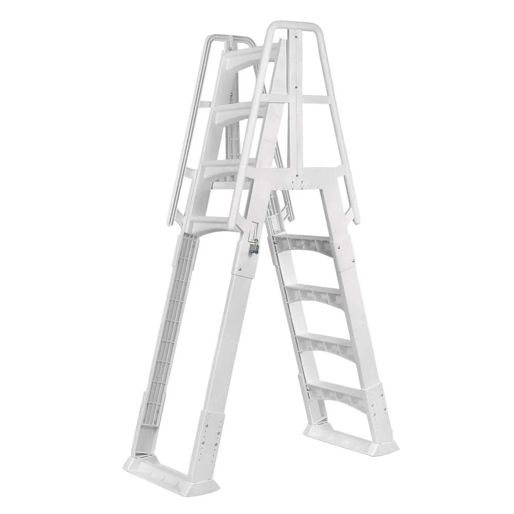 Premium A-Frame Above Ground Pool Ladder - White by The Vinyl Works 3 Premium A-Frame Above Ground Pool Ladder - White by The Vinyl Works