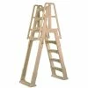 Frame Ladder for Above Ground Pool with Slide Lock Barrier in Taupe by The Vinyl Works