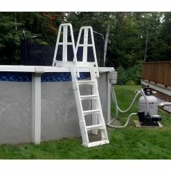 A-Frame Pool Ladder with Barrier by The Vinyl Works -Pool Supplies Sales Store the vinyl works pool ladders sla w 4f 1000