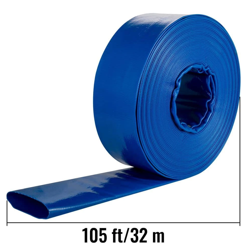 Discharge Hose 3 in. Dia x 105 ft. PVC Fabric Lay Flat Hose with Clamps Heavy-Duty Backwash Drain Hose Burst-Proof, Blue by VEVOR 9 Discharge Hose 3 in. Dia x 105 ft. PVC Fabric Lay Flat Hose with Clamps Heavy-Duty Backwash Drain Hose Burst-Proof, Blue by VEVOR - Image 7