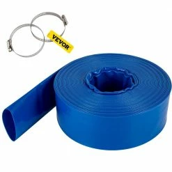 Discharge Hose 1-1/2 in. Dia x 105 ft. PVC Fabric Lay Flat Hose with Clamps Heavy Duty Backwash Drain Hose Burst-Proof by VEVOR