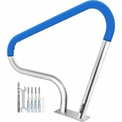Swimming Pool Handrail 39 in. x 32 in. Pool Railing Stainless Steel Silver Rustproof Pool Handrail for Above Ground Pool by VEVOR