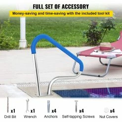 Swimming Pool Handrail 39 in. x 32 in. Pool Railing Stainless Steel Silver Rustproof Pool Handrail for Above Ground Pool by VEVOR -Pool Supplies Sales Store vevor pool ladders bxgycfs3w39x32yc1v0 fa 1000