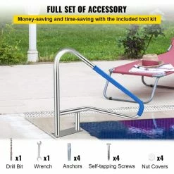 Pool Rail 54 in. x 36 in. Stainless Steel 250 lb. Load Capacity Silver Rustproof Pool Handrail for Above Ground Pool by VEVOR -Pool Supplies Sales Store vevor pool ladders bxgycfs4w54x36yc1v0 fa 1000