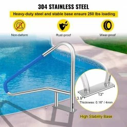 55 in. x 32 in. Pool Railing Stainless Steel Silver Rustproof Pool Handrail Pool Rail for Above Ground Pool by VEVOR -Pool Supplies Sales Store vevor pool ladders bxgycfs4w55x32yc1v0 1f 1000