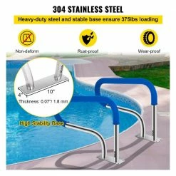 Pool Handrail 32 in. x 22.5 in. Swimming Pool Stair Rail 304 Stainless Steel Stair Pool Hand Rail for Above Ground Pool by VEVOR -Pool Supplies Sales Store vevor pool ladders dwswycyc32x238jsfv0 1f 1000