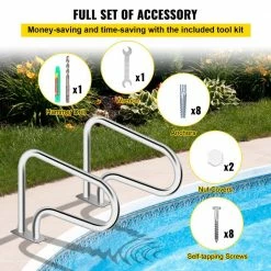 Pool Handrail 32 in. x 22.5 in. Swimming Pool Stair Rail 304 Stainless Steel Stair Pool Hand Rail for Above Ground Pool by VEVOR -Pool Supplies Sales Store vevor pool ladders dwswycyc32x238jsfv0 fa 1000