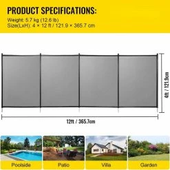 4 ft. x 12 ft. Pool Fence PVC Grid Fabric Removable DIY Pool Fencing with Section Kit for In-Ground Pools in Black by VEVOR -Pool Supplies Sales Store vevor pool safety equipment kcxycwlb412ft1mhkv0 76 1000