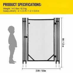 4 ft.x 2.5 ft. Pool Fence Gate Powder Coated Aluminum Pipe Pool Safety Fence Gate Kit for In ground Pools in Black by VEVOR -Pool Supplies Sales Store vevor pool safety equipment slycwl4x2 5ftm001v0 76 1000