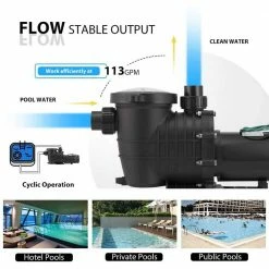 2.0 HP 6800 GPH Single Speed Powerful Above Ground Swimming Pool Pump with Strainer Basket by VIVOHOME -Pool Supplies Sales Store vivohome pool pumps x002ber95d 4f 1000