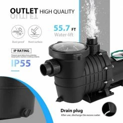 2.0 HP 6800 GPH Single Speed Powerful Above Ground Swimming Pool Pump with Strainer Basket by VIVOHOME -Pool Supplies Sales Store vivohome pool pumps x002ber95d fa 1000