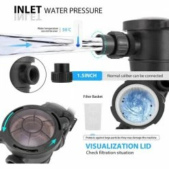 1.5 HP 8350 GPH 3450 RPM Powerful Above Ground Swimming Pool Pump with Strainer Basket by VIVOHOME 13 1.5 HP 8350 GPH 3450 RPM Powerful Above Ground Swimming Pool Pump with Strainer Basket by VIVOHOME -Pool Supplies Sales Store vivohome pool pumps x002betde3 44 1000