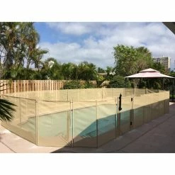 5 feet High x 30 Inches Wide Beige In Ground Self Closing Pool Safety Gate by Water Warden
