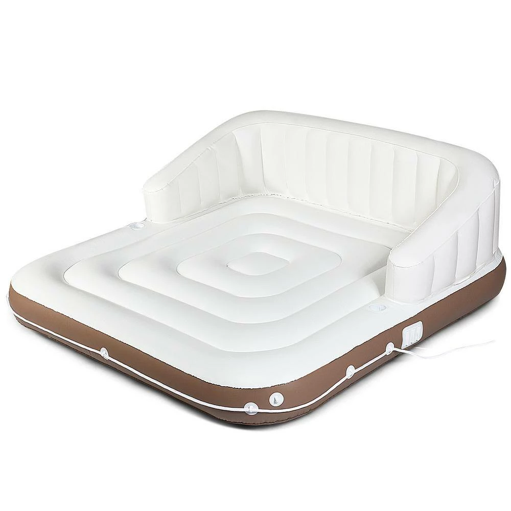 White PVC Inflatable Pool Float Lounge Swimming Raft Beach Seaside by Costway 7 White PVC Inflatable Pool Float Lounge Swimming Raft Beach Seaside by Costway - Image 5