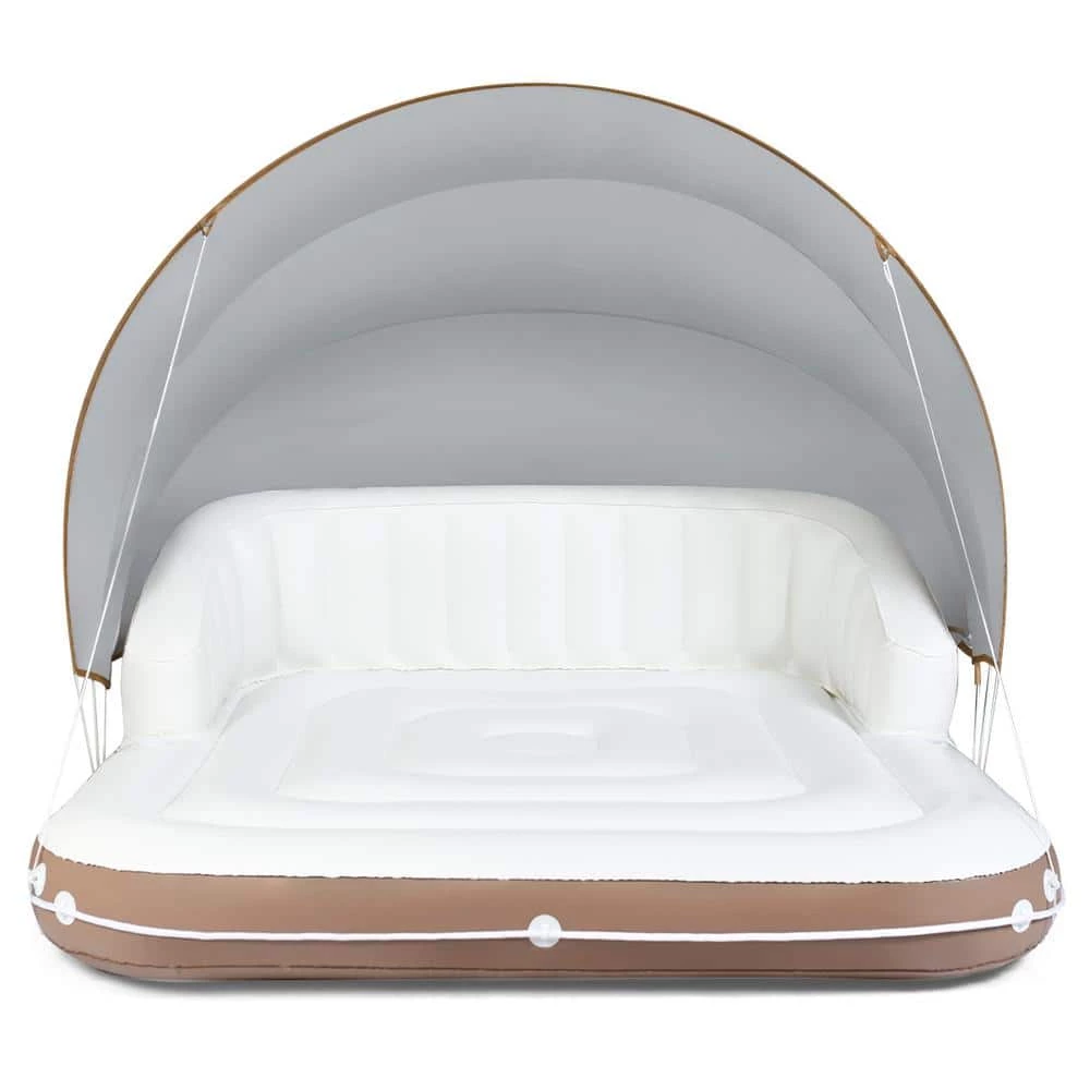 White PVC Inflatable Pool Float Lounge Swimming Raft Beach Seaside by Costway 3 White PVC Inflatable Pool Float Lounge Swimming Raft Beach Seaside by Costway