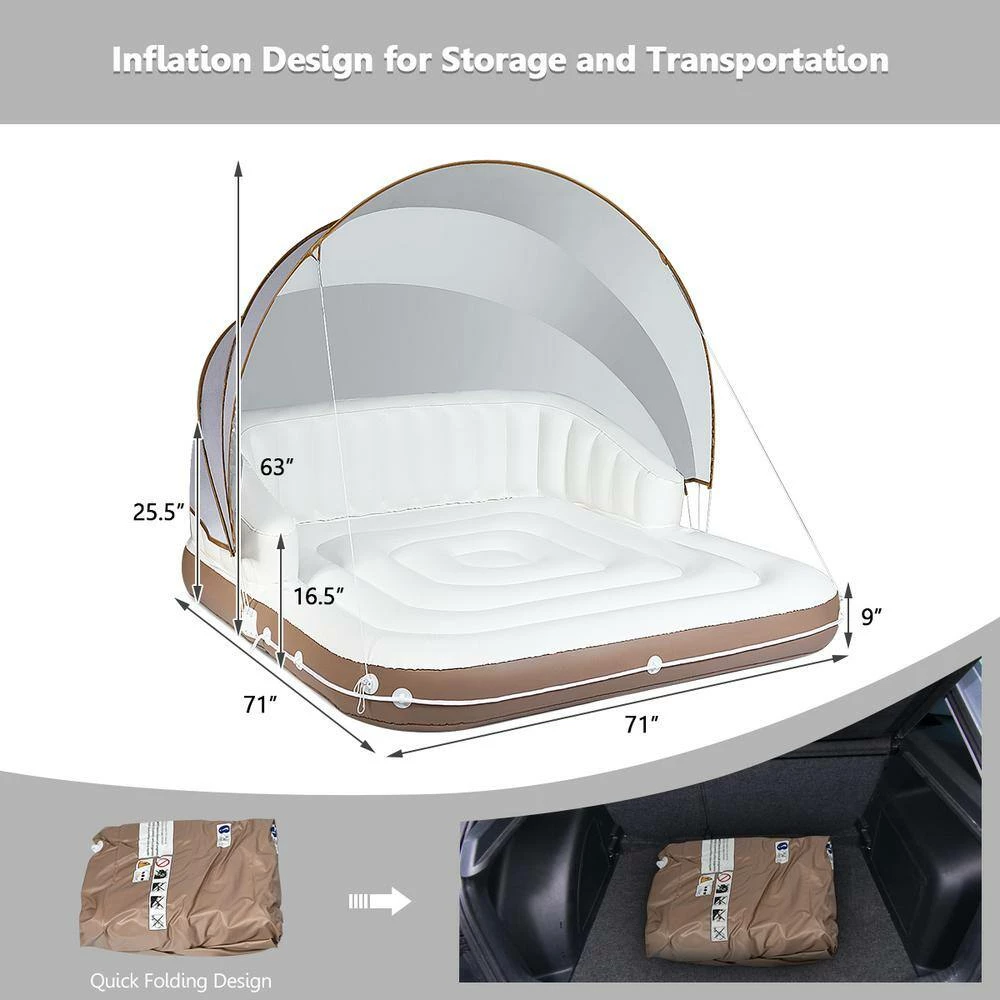 White PVC Inflatable Pool Float Lounge Swimming Raft Beach Seaside by Costway 5 White PVC Inflatable Pool Float Lounge Swimming Raft Beach Seaside by Costway - Image 3