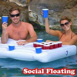Pool Lounge Beer Pong Inflatable with Social Floating by GoFloats -Pool Supplies Sales Store white gofloats pool floats pl 01 a0 1000