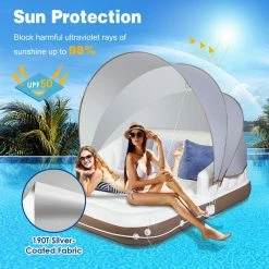 63 in. x 71 in. White PVC Floating Canopy Island Inflatable Pool Float Lounge Raft with Retractable Canopy by Gymax 21 63 in. x 71 in. White PVC Floating Canopy Island Inflatable Pool Float Lounge Raft with Retractable Canopy by Gymax -Pool Supplies Sales Store white gymax pool floats gym08557 31 1000