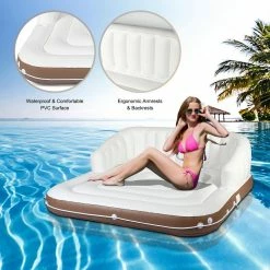 63 in. x 71 in. White PVC Floating Canopy Island Inflatable Pool Float Lounge Raft with Retractable Canopy by Gymax 18 63 in. x 71 in. White PVC Floating Canopy Island Inflatable Pool Float Lounge Raft with Retractable Canopy by Gymax -Pool Supplies Sales Store white gymax pool floats gym08557 44 1000