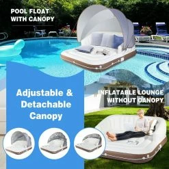 63 in. x 71 in. White PVC Floating Canopy Island Inflatable Pool Float Lounge Raft with Retractable Canopy by Gymax 19 63 in. x 71 in. White PVC Floating Canopy Island Inflatable Pool Float Lounge Raft with Retractable Canopy by Gymax -Pool Supplies Sales Store white gymax pool floats gym08557 fa 1000