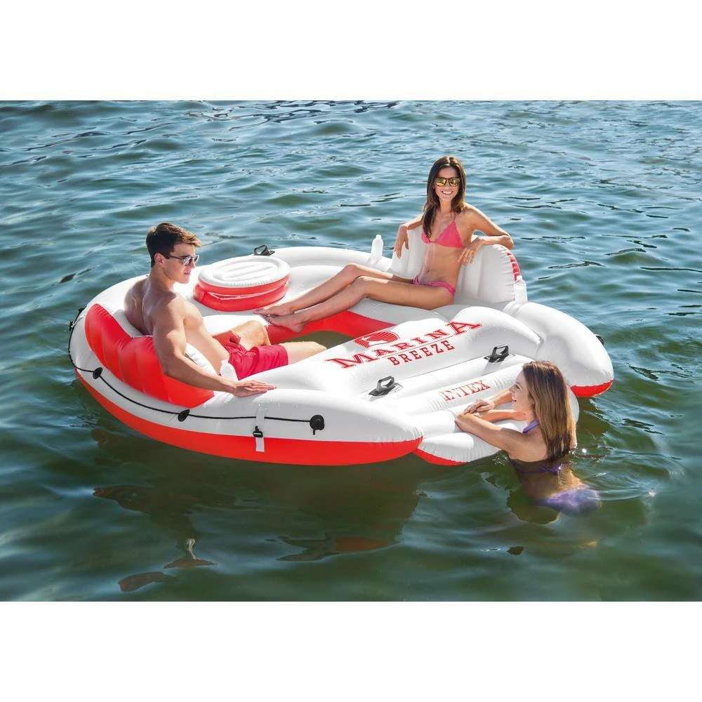 White Inflatable Island Float Raft with 120-Volt Quick Fill AC Electric Air Pump by Intex 6 White Inflatable Island Float Raft with 120-Volt Quick Fill AC Electric Air Pump by Intex - Image 4