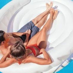 78.5 in. W x 59 in. L White Inflatable Canopy Island Float Lounge Plus AC Electric Air Pump with 3 Nozzles by Intex -Pool Supplies Sales Store white intex pool floats 58292ep 66639e 4f 1000