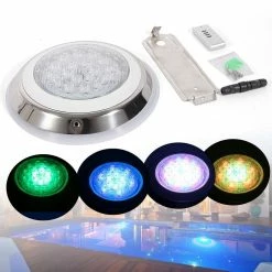 11.8 in. Stainless Steel Swimming Pool Light in White LED Lights RGB 7 Colors With Remote Control by YIYIBYUS -Pool Supplies Sales Store white pool lights hg wmtzxl 967 4f 1000