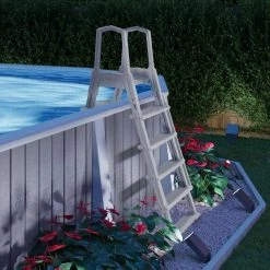 Deluxe Incline Propylene White Large Adjustable 5 Step Swimming Pool Ladder for Above Ground Pool by XtremepowerUS -Pool Supplies Sales Store xtremepowerus pool ladders 75129 1f 1000