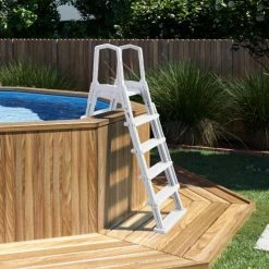 Deluxe Incline Propylene White Large Adjustable 5 Step Swimming Pool Ladder for Above Ground Pool by XtremepowerUS -Pool Supplies Sales Store xtremepowerus pool ladders 75129 44 1000