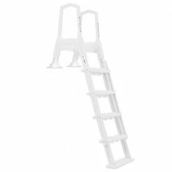 Deluxe Incline Propylene White Large Adjustable 5 Step Swimming Pool Ladder for Above Ground Pool by XtremepowerUS