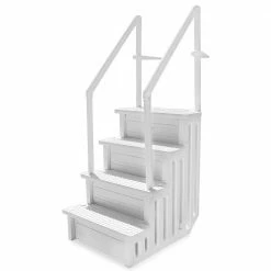 32 in. Plastic Safety Pool Ladder 4-Step Deck Stairs for Above Ground Pools by XtremepowerUS