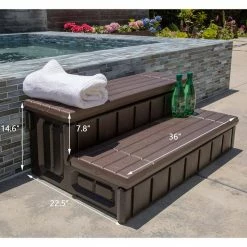 36 in. Brown Universal Resin Spa and Hot Tub Steps with Storage Compartments for Above Ground Pool by XtremepowerUS -Pool Supplies Sales Store xtremepowerus pool ladders 75166 76 1000