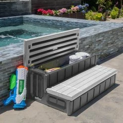 36 in. Grey Universal Resin Spa and Hot Tub Steps with Storage Compartments for Above Ground Pool by XtremepowerUS -Pool Supplies Sales Store xtremepowerus pool ladders 75167 4f 1000