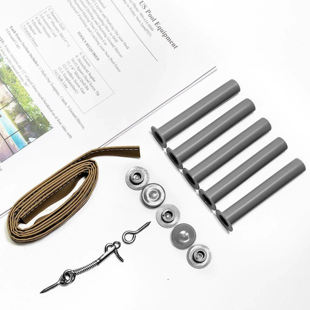 4 ft. x 12 ft. Beige In-Ground Pool Safety Fence Kit by XtremepowerUS 8 4 ft. x 12 ft. Beige In-Ground Pool Safety Fence Kit by XtremepowerUS - Image 6